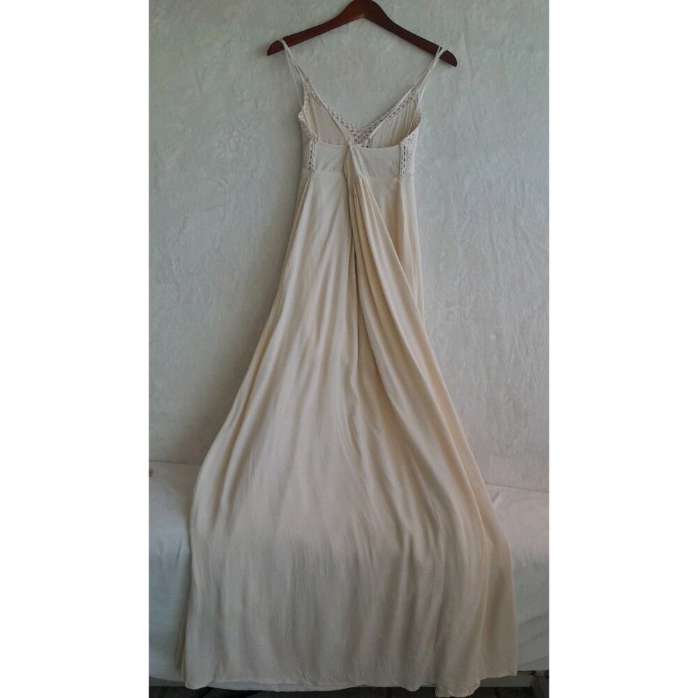 Lulus Boho Hippie Chic Crochet Babydoll Fairy Empire Waist Sz Small Maxi Dress - Picture 6 of 10
